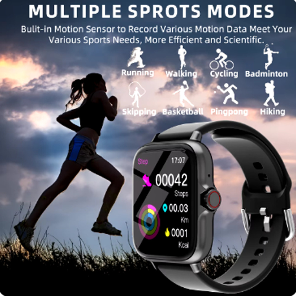 Smart Watch 1.83" Black HD Screen Bluetooth Fitness Tracker HR Waterproof - Picture 4 of 7